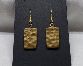 Hammered Metal Textured. Gold Polymer Clay Earring Silver Lightweight and Hypoallergenic Copper Minimalist Stud