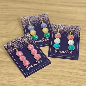 Pendientes Gold Druzy Triple Drop