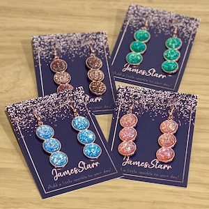 Pendientes Druzy Triple Drop de oro rosa