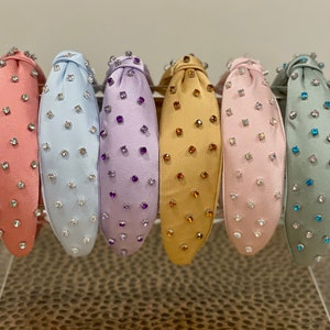 Mini knot pastel headband with small rhinestones