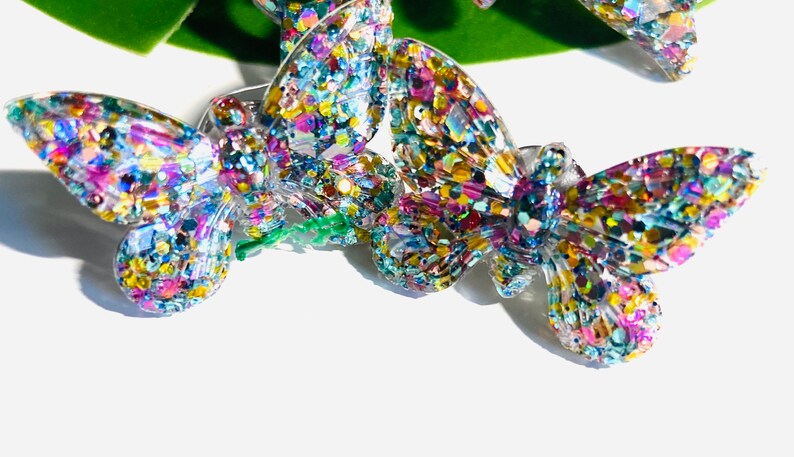 Collar de mariposa brillante de plata / Conjunto de aretes de mariposa hechos a mano / Collar de mariposa / Pendientes de mariposa imagen 2
