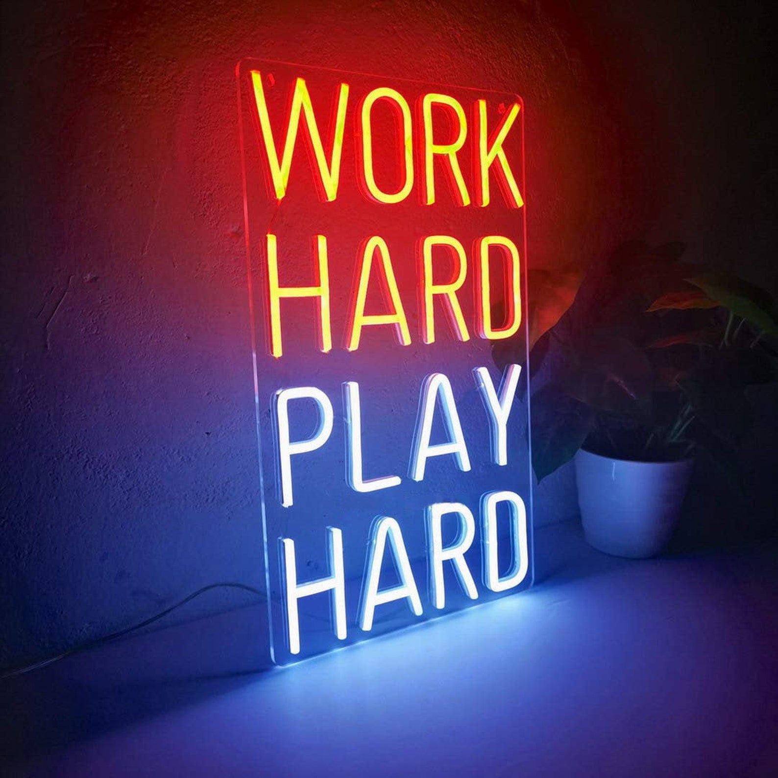 Wall decor neon sign work hard play hard neon light home Etsy
