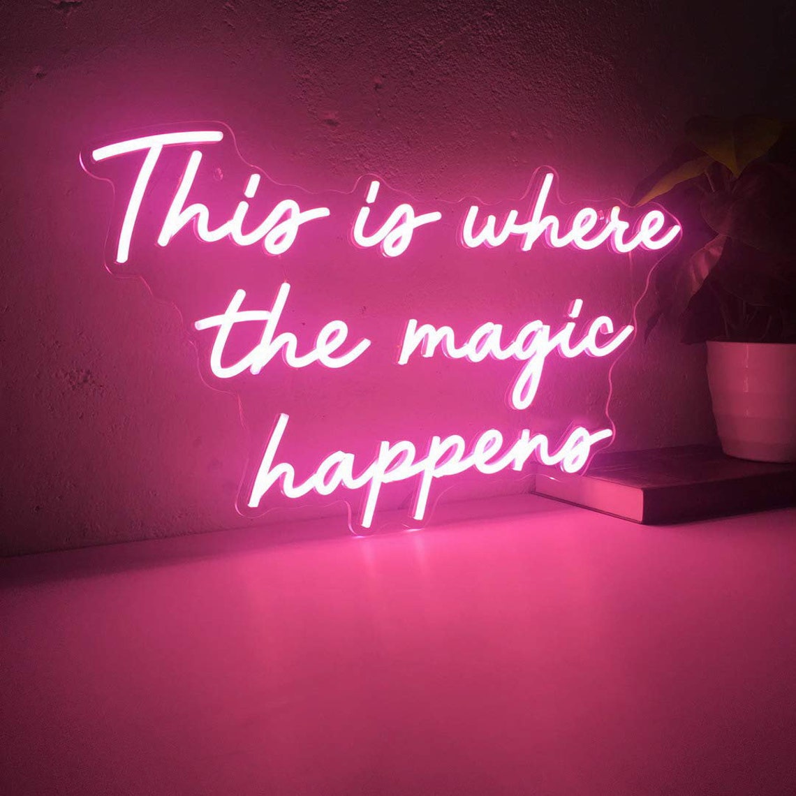 Kitchen wall decor neon sign This is where the magic happens Etsy
