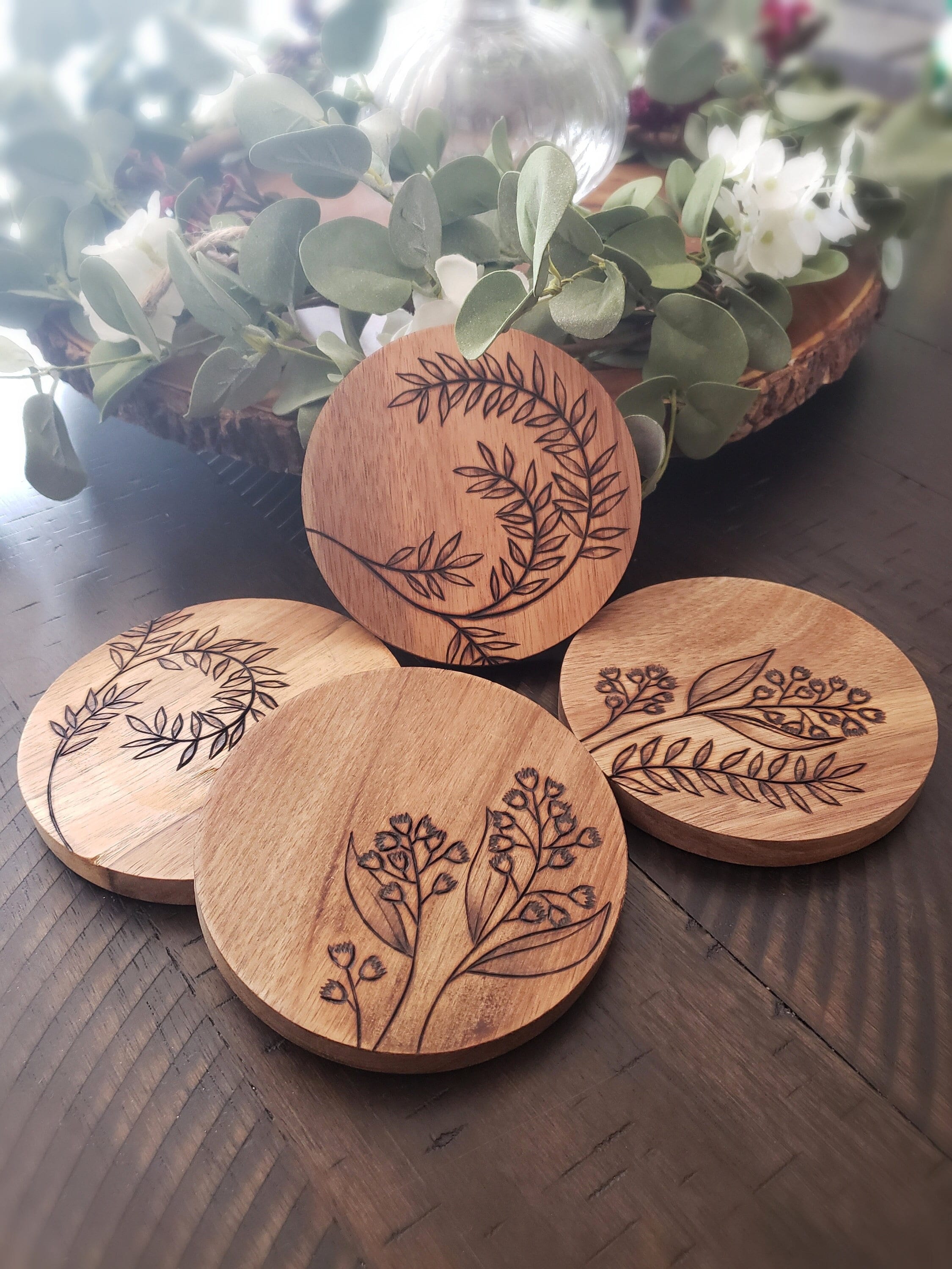 DIY Vintage Floral Wood Coasters