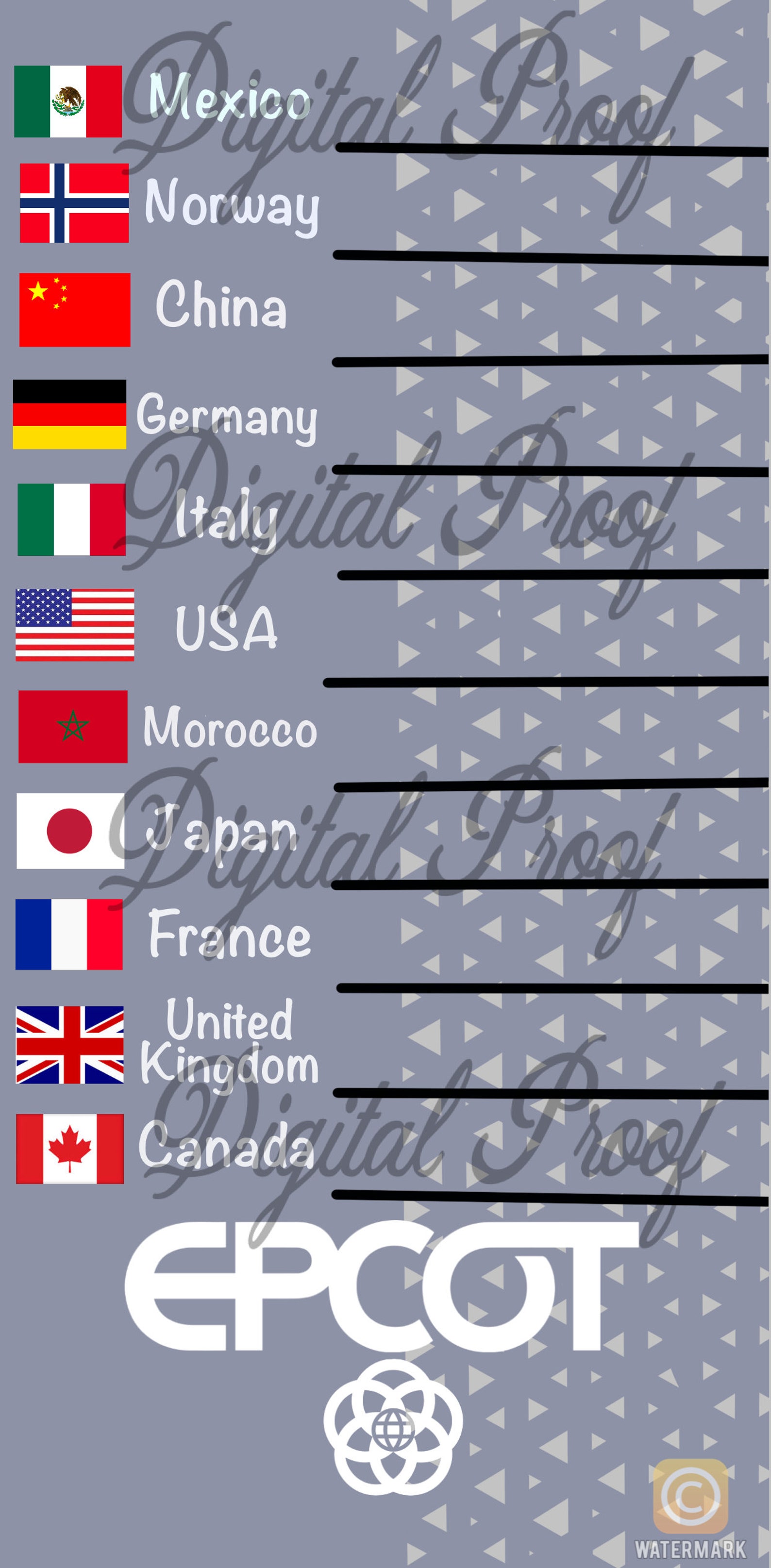 Disney EPCOT Drinking Around the World Passport 2021 Print