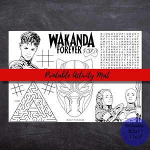 Wakanda Activity Sheet / Printable Coloring Place Mat Activity Page / Kids Birthday Sheet / Coloring Sheet/ Instant Download