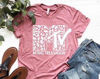 Mtv leopard Graphic Tees Statement T-shirt / Statement Tee / band tee / T-shirt / Top / women unisex tee