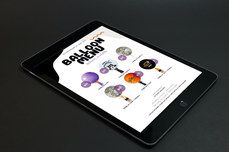 Halloween Balloon Menu Template: Editable Canva Bundle (digital ...