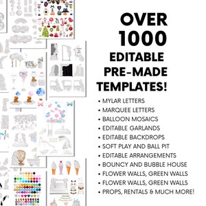 Fully editable balloon menus  offering customizable branding for party planning and balloon artists worldwide. Showcase your services with customizable menus edit balloon colors, shapes, fonts, and branding to align with your offerings.