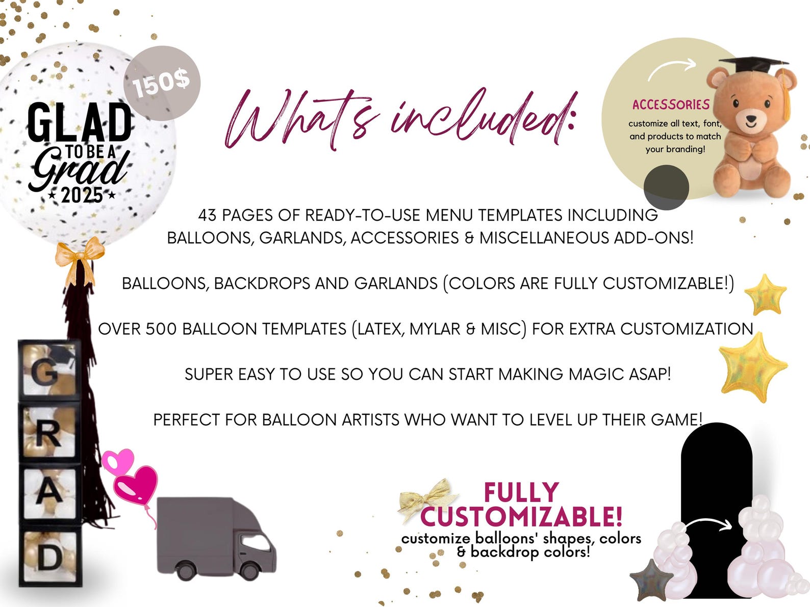 Grad Balloon Menu Prom & Grad Balloon Menu Template: Customizable Pricing Guide (canva ...