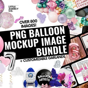Balloon Artist 800 Balloon Template Bundle Little Agency Co Digital Menu Price List Event Stylist Party Pack Graphic Illustration Mockup