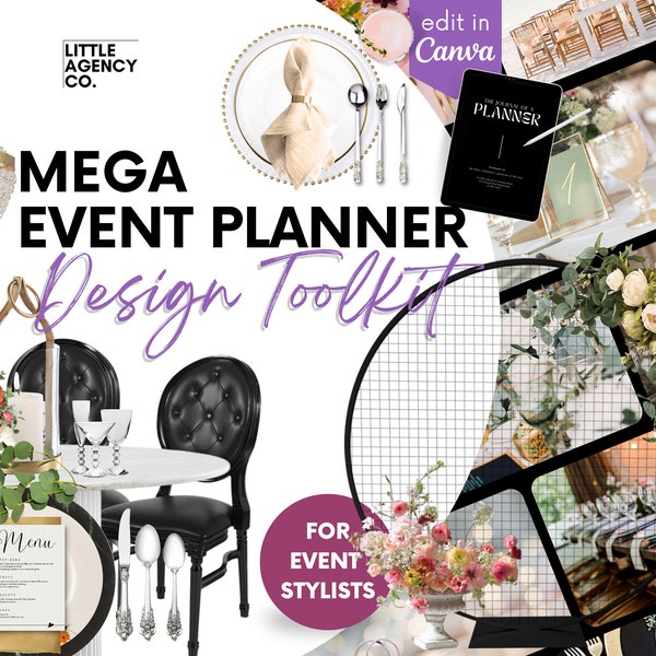 MEGA EVENT PLANNER Digital Toolkit Little Agency Co Canva Seating Table setting Layout Templates Wedding Corporate Event Ceremony Reception