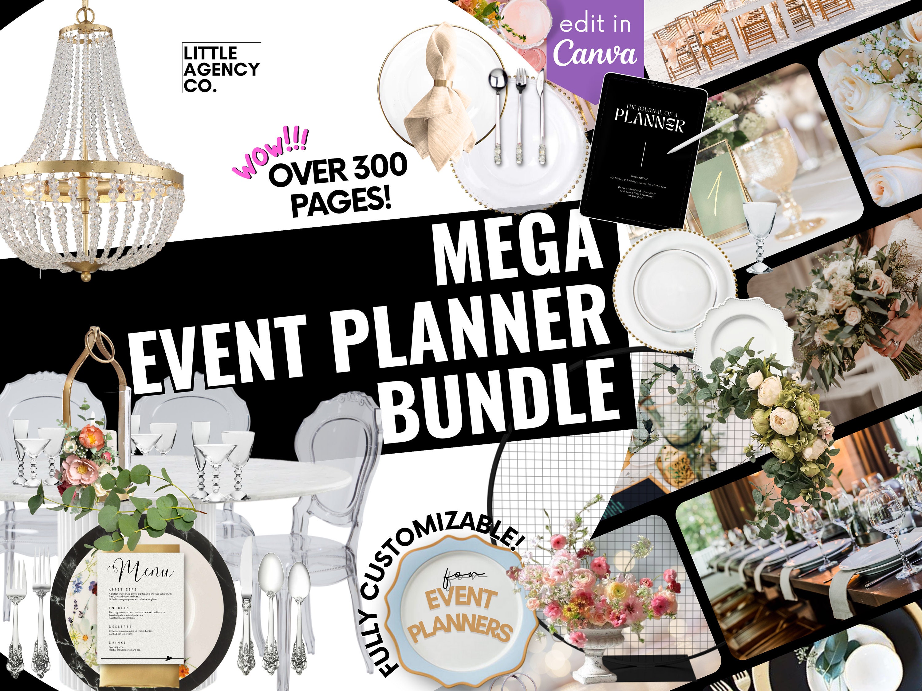 Mega Event Planner Mockup Bundle MEGA Digital Toolkit Little Agency Co Canva Seating Table setting Layout Templates Wedding Corporate Events