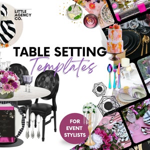 Event Planner Table Setting & Seating Canva Template Illustration Little Agency Co Wedding Mood Board Mockup Table Decor Setup Digital