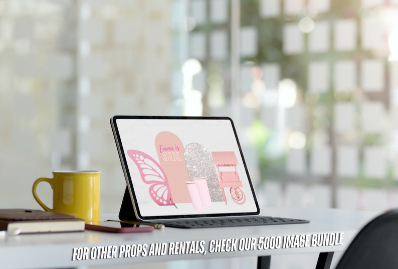 Image demonstrating how backdrops from the bundle can be edited in software like Canva and Adobe Photoshop Express to fit specific event mockup designs