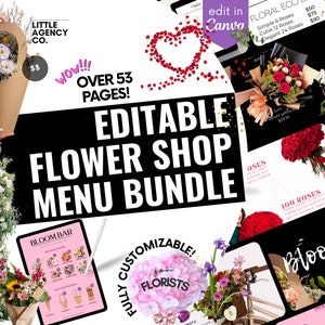 Flower Shop Price List Fully Editable Canva 24-Page Template Little Agency Co Customizable Flyer Menu Bundle Floral Delivery Pricing Wedding
