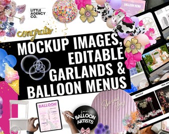 Balloon Artist Mockup Bundle: Party Decor Templates (Digital Download)