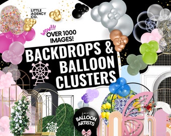 Balloon Artist Backdrops & Clusters Bundle: 1000+ PNG Images (Digital Download)