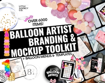 Balloon Artist Powerhouse Bundle Little Agency Co Png Canva Template Party Pack Event Stylist Templates 3D Mock-Ups Decor Balloon Artist