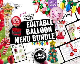 Christmas Balloon Menu Template: Editable Festive Designs (Canva)