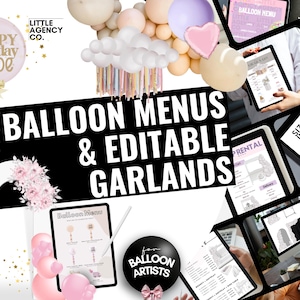 Balloon Menu Garland Bundle Templates Custom Color Event Stylist Balloon Artist The Balloon Artist Digital Visionary Bundle Little Agency Co