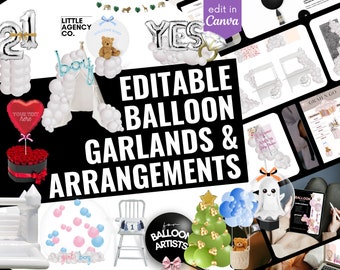 Balloon Artist Editable Arrangements: Canva Templates (Digital)