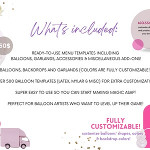 Fully editable balloon menus, a must-have for your event decoration app, offering customizable branding for party planning software and balloon art creator tools.