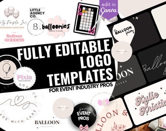 30 Canva Logo Templates: Balloon Artist & Event Planner Branding (Digital Download)