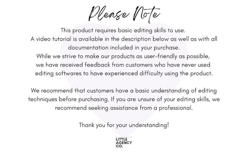 Important notice highlighting the necessity of basic editing skills or familiarity with Canva for utilizing our event planning suite's balloon menu templates and virtual event designs