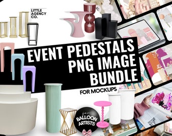 Event Pedestals PNG Bundle: 3D Party Decor Mockups