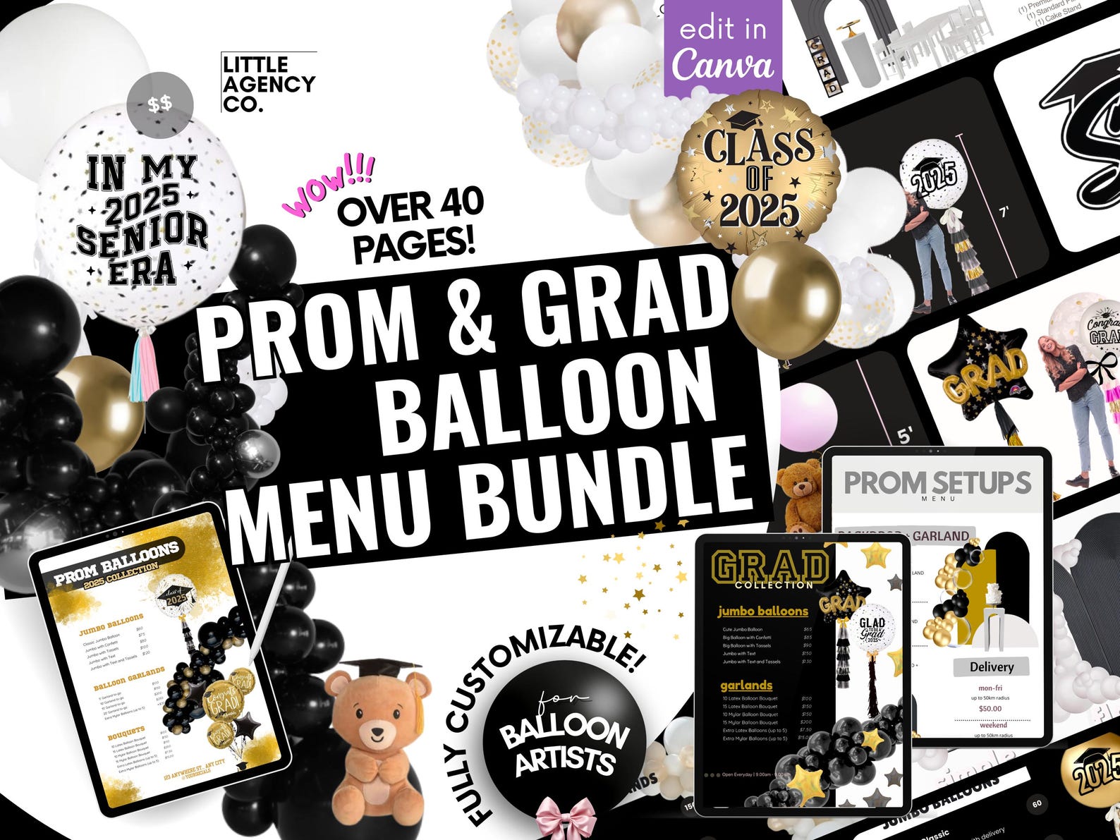 Grad Balloon Menu Prom & Grad Balloon Menu Template: Customizable Pricing Guide (canva ...
