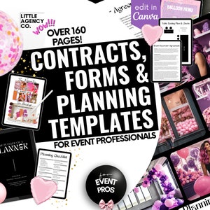 Editable Event Contract and Forms Bundle 160 Canva Templates for Events, Weddings, Rentals, Florists, Cakes, Balloon Artists and Planners
