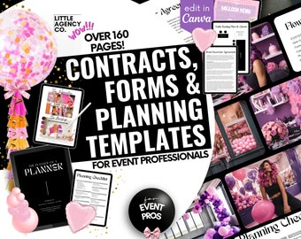 Editable Event Contract and Forms Bundle 160 Canva Templates for Events, Weddings, Rentals, Florists, Cakes, Balloon Artists and Planners