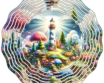 Cata-vento de metal em formato de farol, uma novidade encantadora.