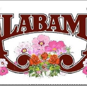 Alabama Flowered License Plate Style Sign