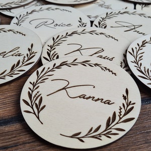 Gastgeschenk Namensschilder Hochzeit Tischkarten Platzkarten für Hochzeit , Taufe, Kommunion , Firmung , Tischdeko Hochzeit, personalisiert