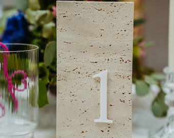 Nummer Tischnummern Acryl Holz für Tischnummern nummerisch z.B. für Stein  DIY Hochzeit Dekoration verschiedene Schriftarten