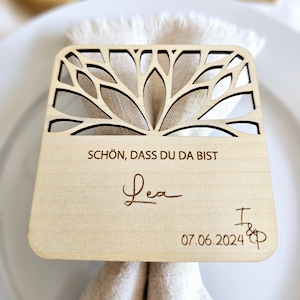 Tischkarten, Namensschild, Platzkarten, Namensschilder, Gastgeschenk floral personalisiert Untersetzer Holz Hochzeit Feier Tischdeko