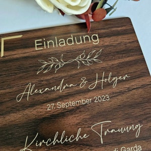 Einladungskarte Einladung Hochzeit Holzoptik Acryl mit Gold Rustikale Hochzeitseinladung Hochzeitsdekoration