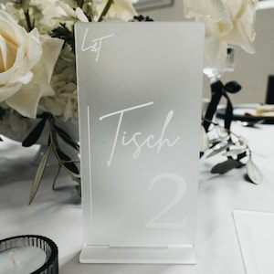 Tischnummer Lasergravur Holz Acryl Hochzeit Tischdeko individuell schlicht, elegant