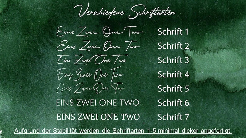 Schriftzug Tischnummern Acryl Holz für Tischnummern z.B. für Stein DIY Hochzeit Dekoration verschiedene Schriftarten immagine 9