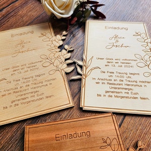Einladungskarte Einladung Hochzeit Holz Rustikale Hochzeitseinladung Hochzeitsdekoration Eukalyptus