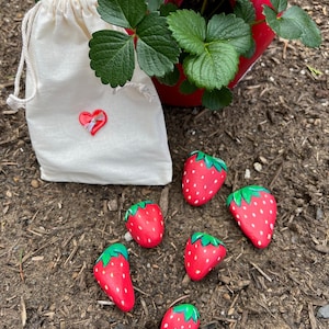 Strawberry Garden Rocks, Bird Deterrent, Faux Berries, Home Garden Hack