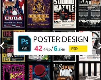Sjabloon voor concertposter - Evenement/concertposterontwerp Photoshop - 42 sjabloon
