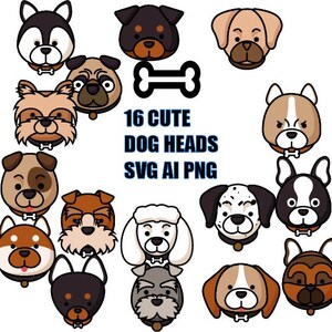 Dog Head Face SVG png ai files for Cricut Silhouette Cameo 16 Dog Breeds