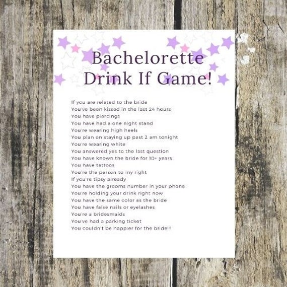 Drink if you ever have bachelorette party game | Etsy