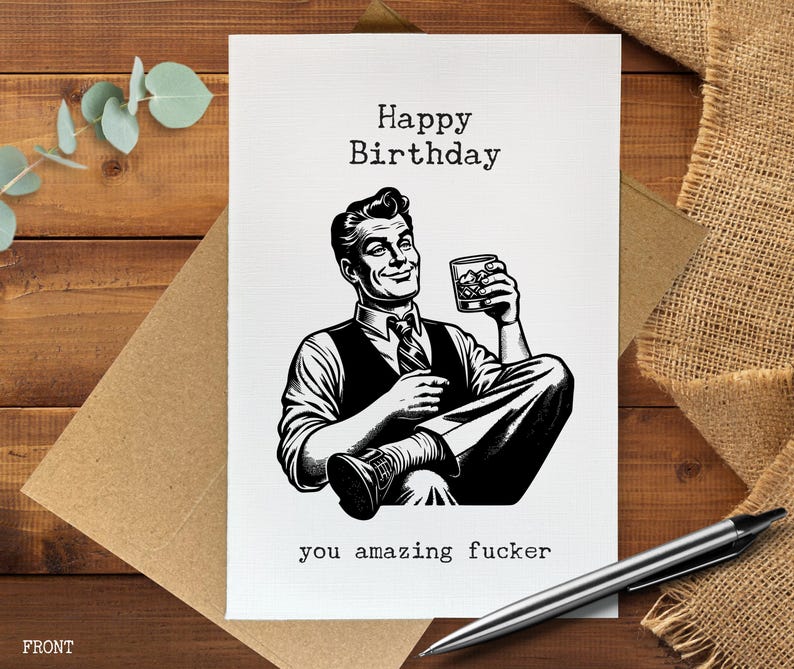 Funny birthday card for him, adult humor card, Happy Birthday you amazing f*cker, gag gift for men, rude birthday card bild 2