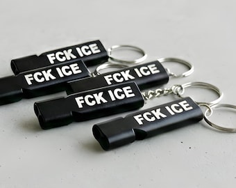 FCK ICE Whistle Keychain, Protest Keychain, Safety Alarm, Political Activism Gift, Compact Emergency Accessory