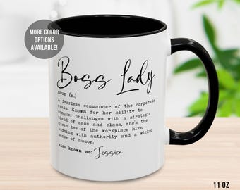Personalized Boss Lady Mug, Boss Mug For Women, Boss Day Gift For Women, Gifts For Boss Female, Custom Boss Gift, Boss Lady Definition Mug