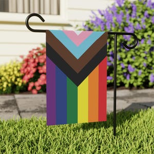 Pride Progress Flag Garden or House Flag, LGBTQ Outdoor Decor, Inclusive Pride Flag for Yard or Porch, Gay Pride Home Decoration Gift